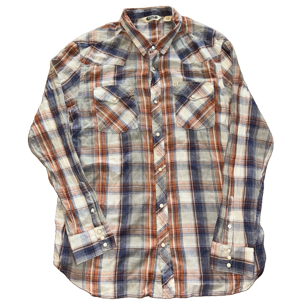 Salt Valley Men's Long Sleeve Plaid Pearl Snap Size XL